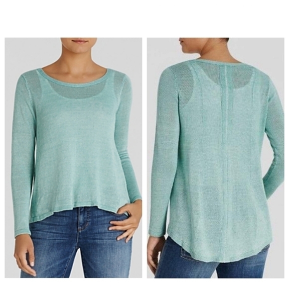 New Eileen Fisher Bateau Neck Boxy Linen Top - Picture 1 of 9